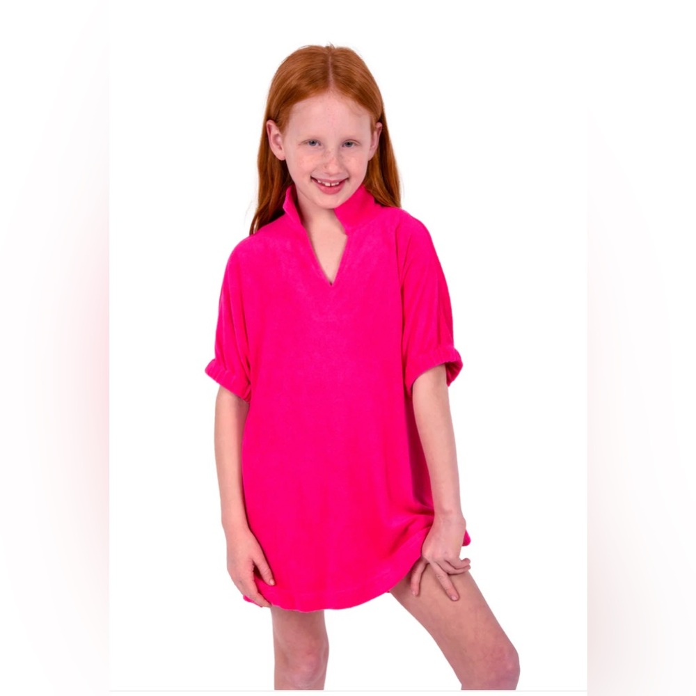 Emily McCarthy lil poppy Bright Pink terry girls dress